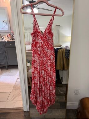 Angie Red and White Floral V-Neck Sundress